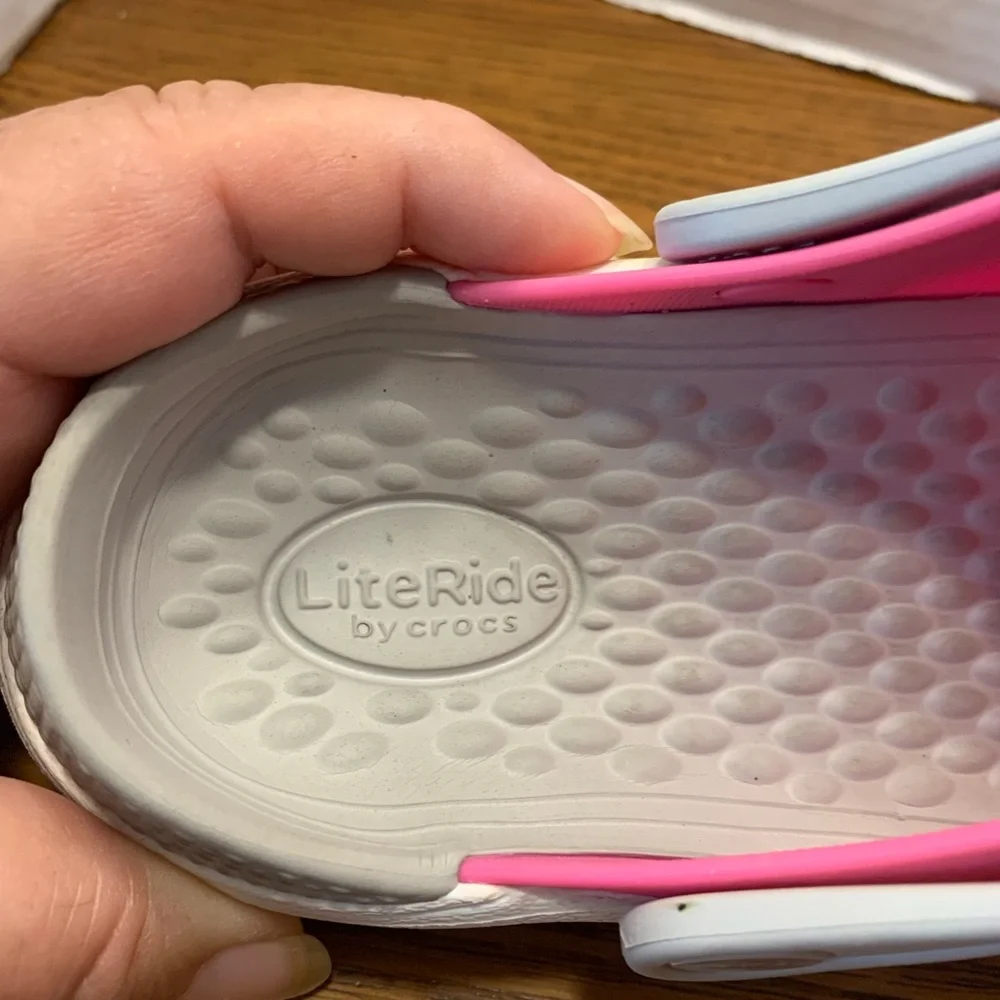 Crocs LiteRide Pink and Gray Water Shoes size J2 light weight comfort fun